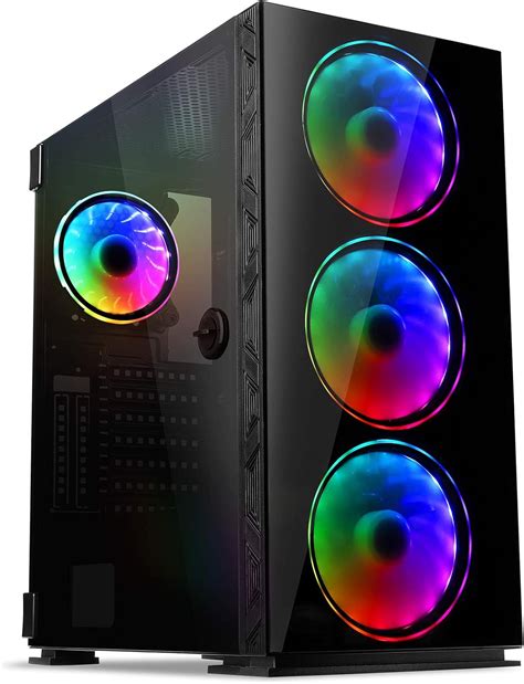 Buy Gim Atx Mid Tower Case With Rgb Fans Pre Installed Black Pc Gaming Case With Tempered