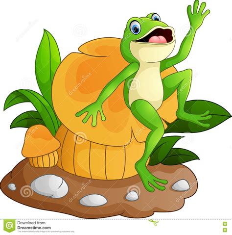 Cute Frog With Mushrooms Stock Vector Illustration Of Happiness 72227889