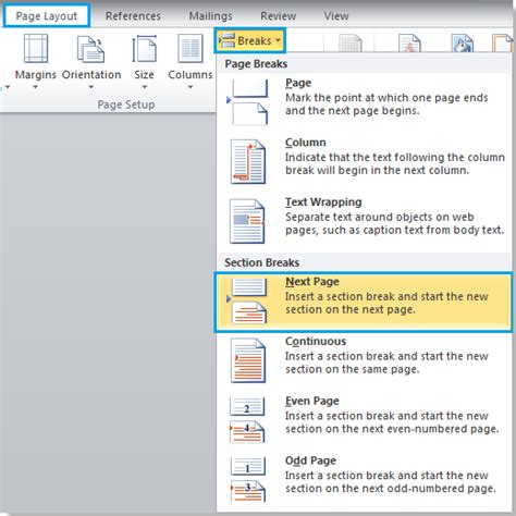 Different first page can be applied to the first page of any section in your document, not just the very first page. How to add different formats page numbers to certain pages ...