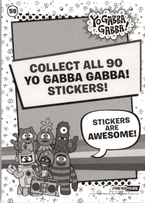 2012 Press Pass Yo Gabba Gabba Stickers 59 Color With Brobee Brown Nm Mt