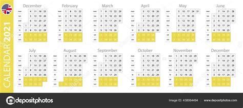 Plantilla Calendario Para 2021 Años Diseño Cuadrícula Vertical Calendario Vectorial Vector