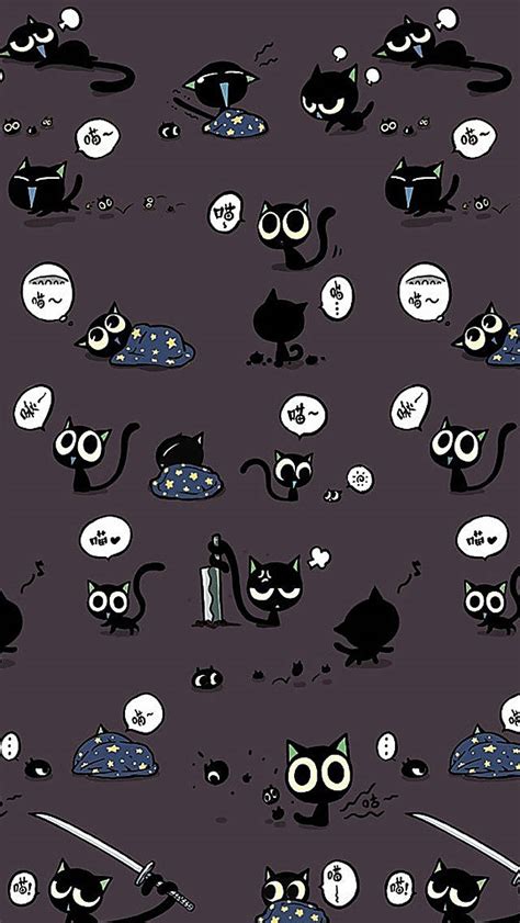 Cute Black Cat Pattern The Iphone Wallpapers