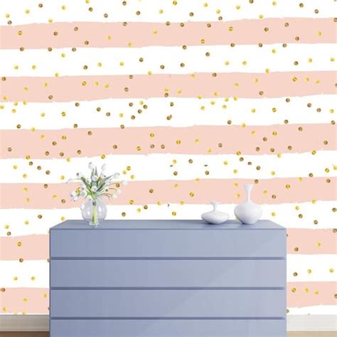 Pink And Gold Striped Wallpaper