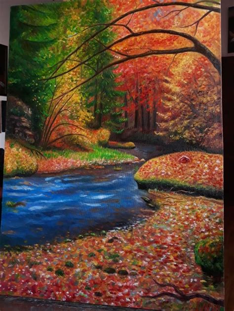 Nature Forest River Nature River Painting