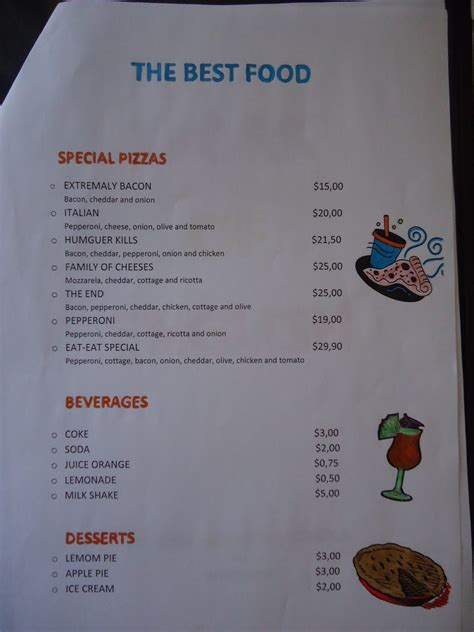 Cardapio Em Ingles De Restaurante