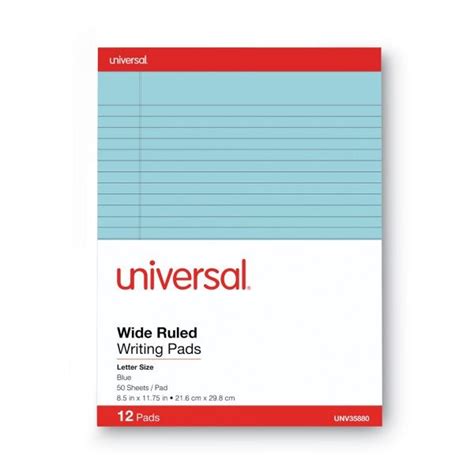 Universal Colored Perforated Note Pads 8 12 X 11 Blue 50 Sheet Dozen