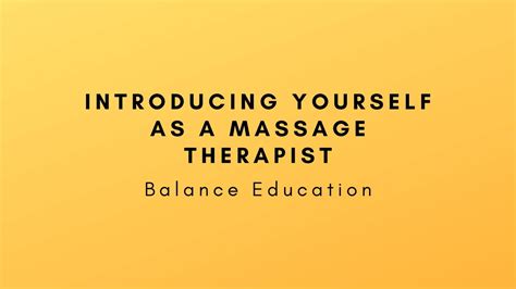 Introducing Yourself As A Massage Therapist Youtube