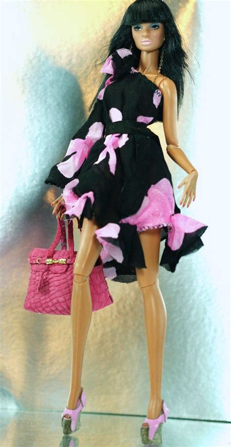 Fashion Royalty Barbie Pink Black Floral Dress By Dollsalive