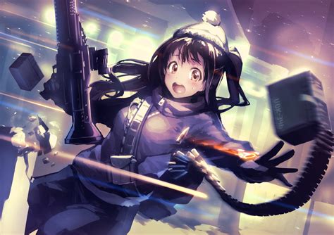 Wallpaper Gun Long Hair Anime Girls Weapon Comics Clothing M60