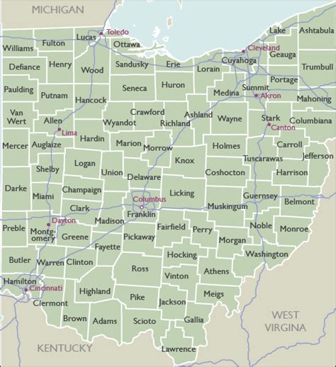 Ohio County Zip Code Wall Maps