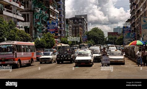 The Busy Traffic Congested Roads Of Yangon Myanmar Formally Rangoon