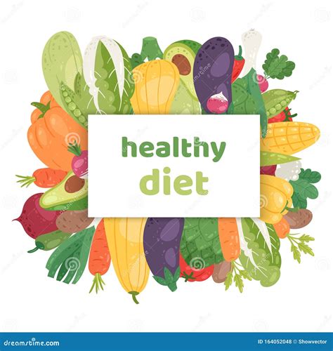 Healthy Vegetarian Diet Vector Illustration Fresh Organic Dietary