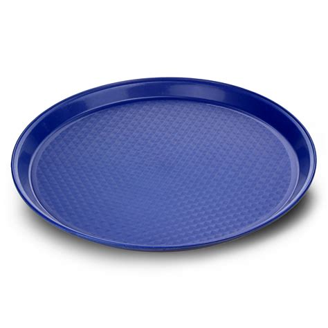 Round Blue Plastic Stackable Fast Food Tray 14 Inch