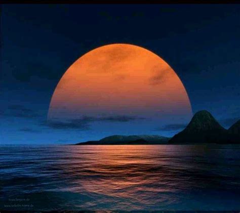 Sunset Beautiful Moon Scenery Nature Photography