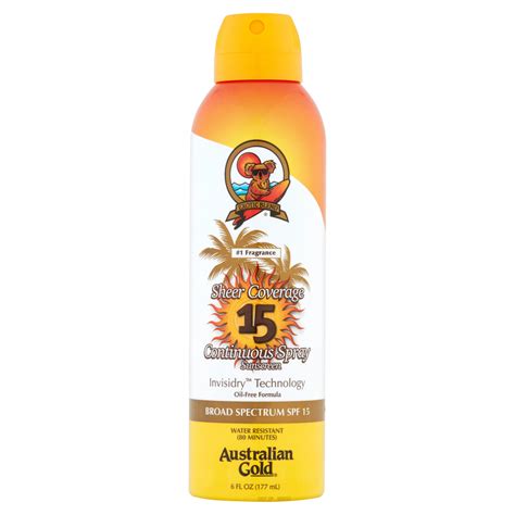 Australian Gold Sheer Coverage Spf 15 Continuous Spray Sunscreen 6 Fl