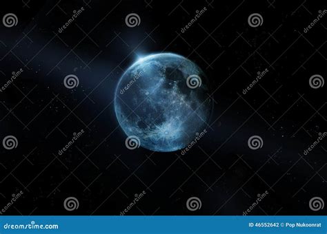 Blue Full Moon On All Stars At Night Original Image From Nasa Stock