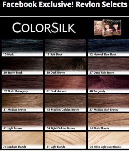 Lifting your hair's natural hair color a few shades can be achieved through a boxed dye. revlon hair color shades chart - Google Search | Revlon ...