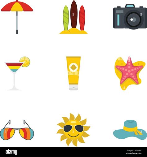 Summer Holidays Icons Set Flat Illustration Of 9 Summer Holidays