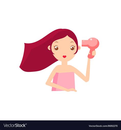 Girl Drying Her Hair Royalty Free Vector Image