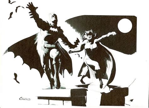 Artstation Batman Catwoman Original Ink Art Commission Dc Comics