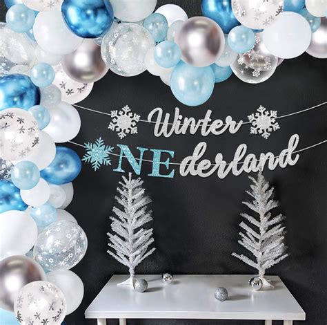 Buy Snowflake Balloon Garland Arch Kit Blue Sliver Winter Wonderland