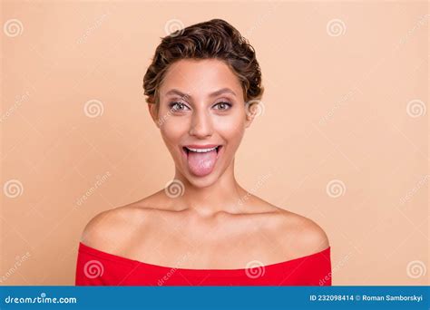 Photo Of Positive Funky Cheerful Lady Stick Out Tongue Make Silly Face