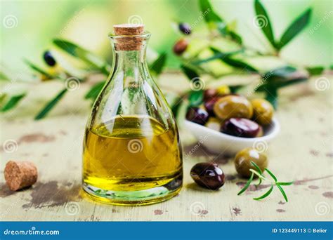 Olive Oil In A Glass Bottle Stock Image Image Of Cuisine Branch