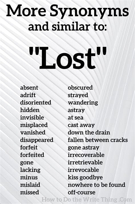 More Synonyms For Lost In 2021 Writing Words Essay Writing Skills