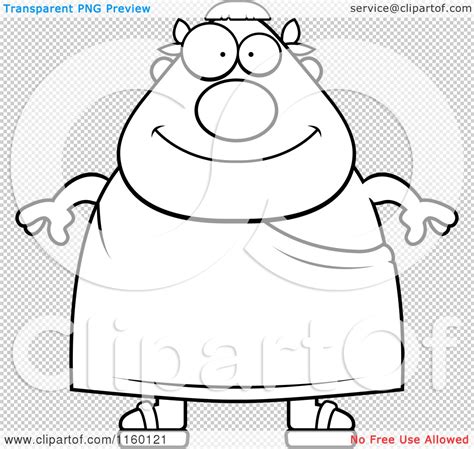 Cartoon Clipart Of A Black And White Plump Roman Man Vector Outlined