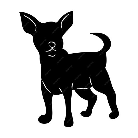 Silueta De Chihuahua Doodle Ilustración Vectorial En Blanco Y Negro