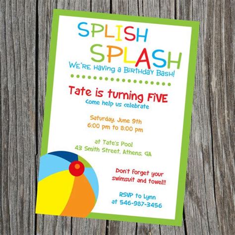 splish splash pool party bash birthday invitation pool party birthday invitations water