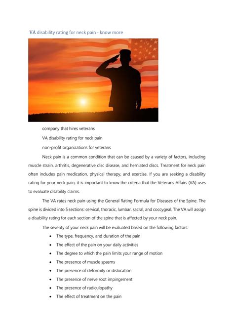 VA disability rating for neck pain - know more by worldveterans.org - Issuu
