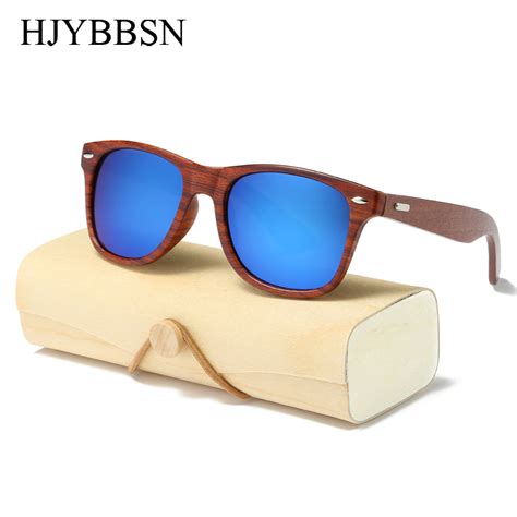 Hjybbsn Handmade Wood Sunglasses Men Women Square Sunglasses For Men Women Mirror Wooden Sun