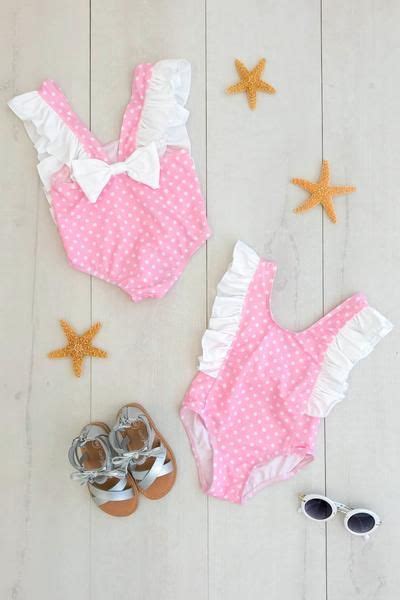 Annabelle Pink Polka Dot One Piece Swimsuit Baby Girl Swimwear Girls