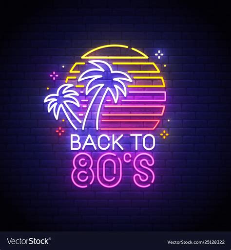 Back To 80s Neon Sign Logo Royalty Free Vector Image