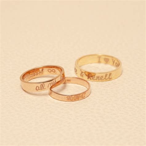 14k Solid Gold Engrave Name Band Ring Personalized Actual Etsy