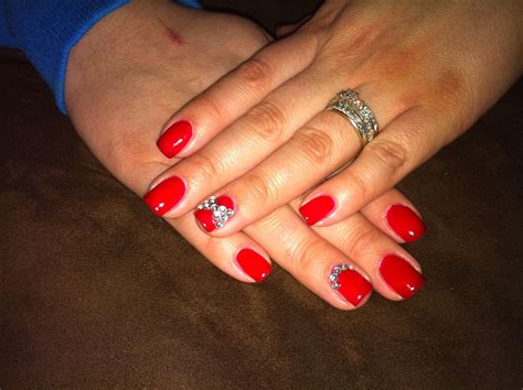 My First Try With Red Carpet Nails With Crystal Bow Nails Red