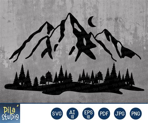Mountains And Forest Svg File Camping Svg Mountain Svg Etsy