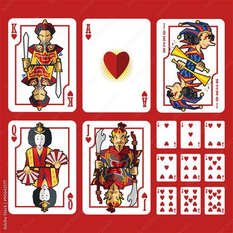Heart Suit Playing Cards Full Set Include King Queen Jack And Ace Of