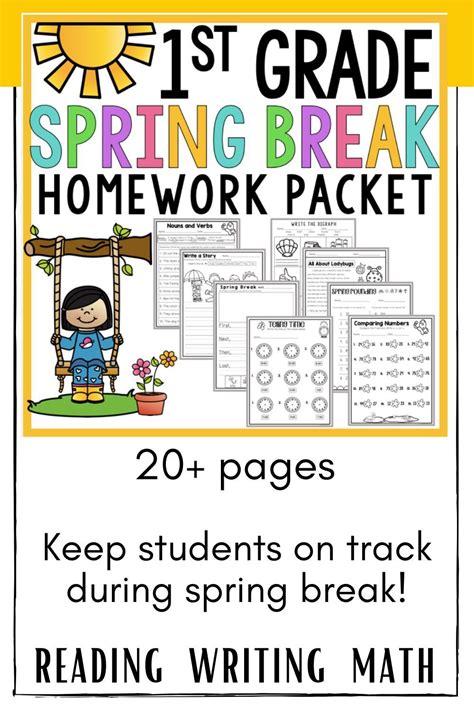 1st Grade Spring Break Homework Packet No Prep In 2021 Spring Break