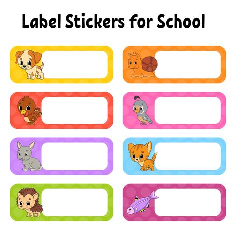 Premium Vector Bright Stickers School Name Label Rectangular Label