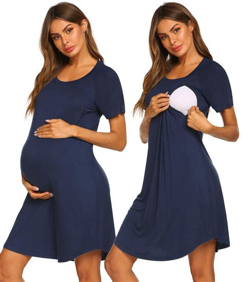 Ekouaer Womens Maternity Nightgowns 3 In 1 Deliverylabornursing Nightdress Short Sleeve