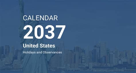 Year 2037 Calendar United States