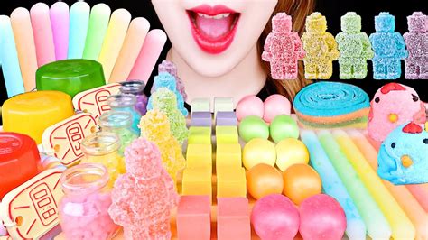 Asmr Rainbow Food Cube Cheese Robot Jelly Pebble Candy Frozen Wax Candy Eating Sounds