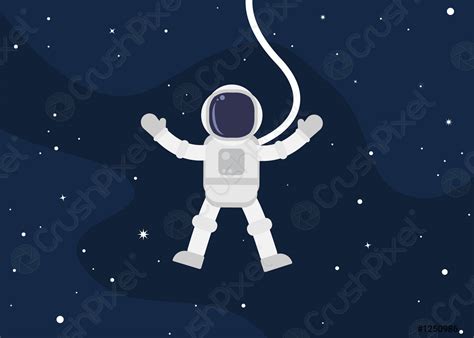 Cute Astronaut Cartoon Floating In Space Vector Illustration Stock