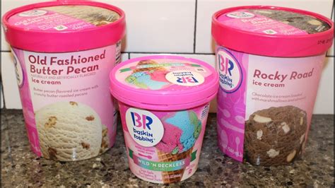 Baskin Robbins Old Fashioned Butter Pecan Wild N Reckless Sherbet Rocky Road Review Youtube