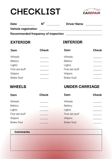 Customize Online This Modern Carepair Car Service Checklist Template