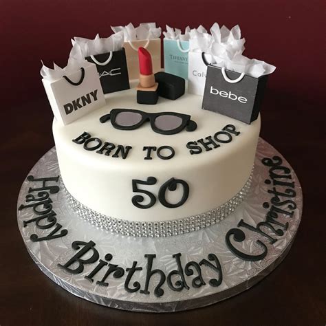 Born To Shop Designer 50th Birthday Cake Birthday Cake Shop 50th Birthday Cake Elegant