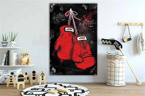 Boxing Gloves Print On Canvas Wall Art Abstract Sport Poster Etsy