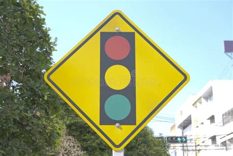 Red Signal Ahead Traffic Sign Stock Photo Image Of Directive Stop